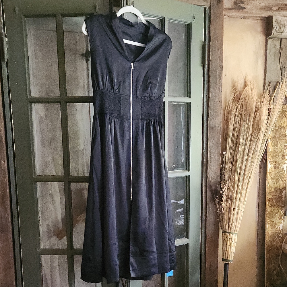 Cupshe Black Zip-Front Midi Dress